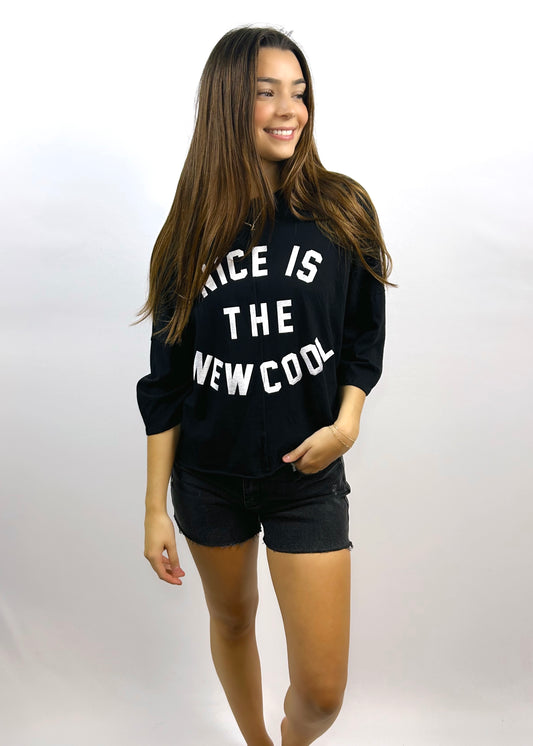 Oversized Nice is the New Cool Tee | Black & White - CC Boutique