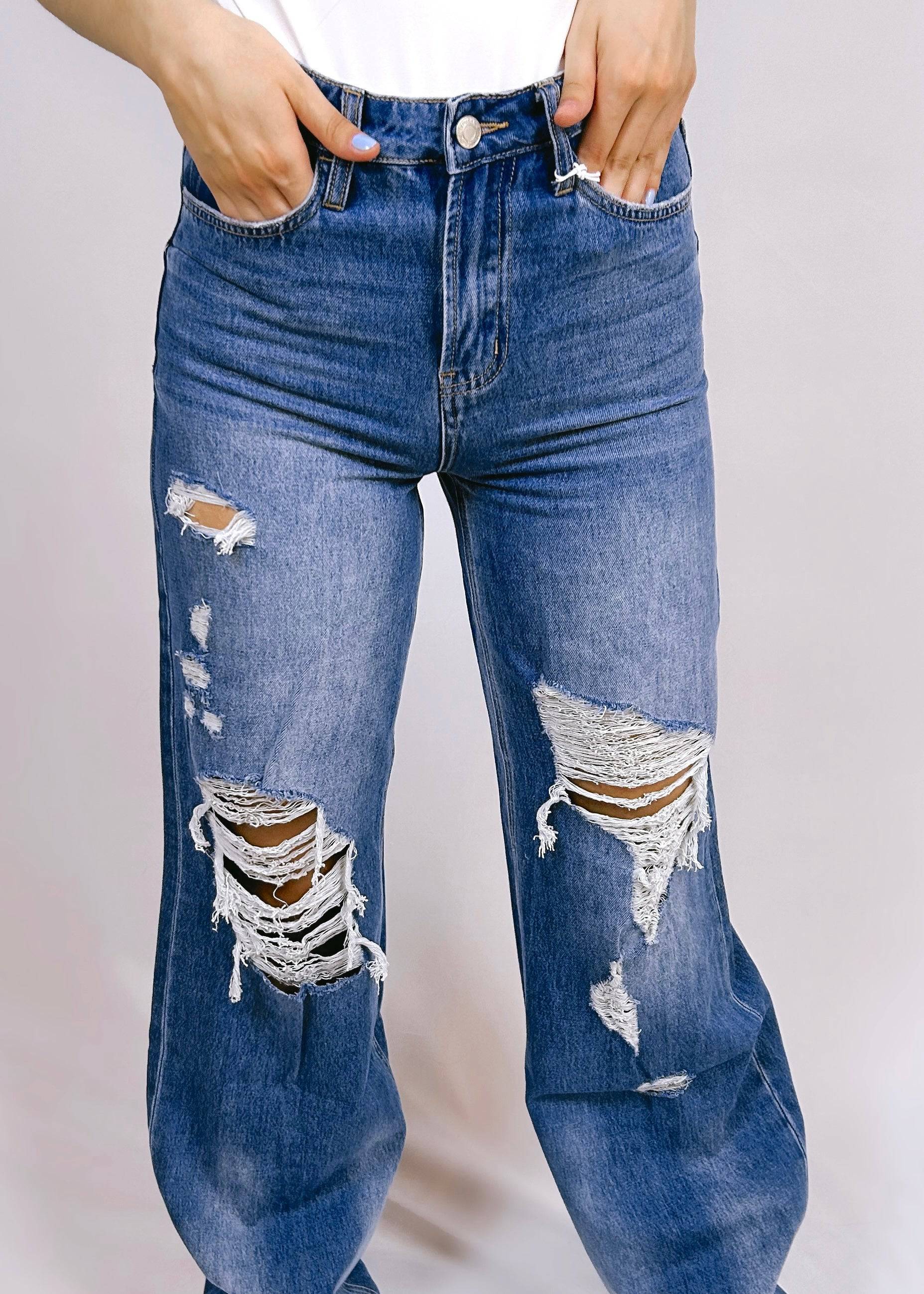 90's Vintage High Rise Distressed Jeans