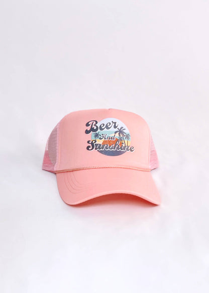Beer and Sunshine Trucker Hat | Peach - CC Boutique