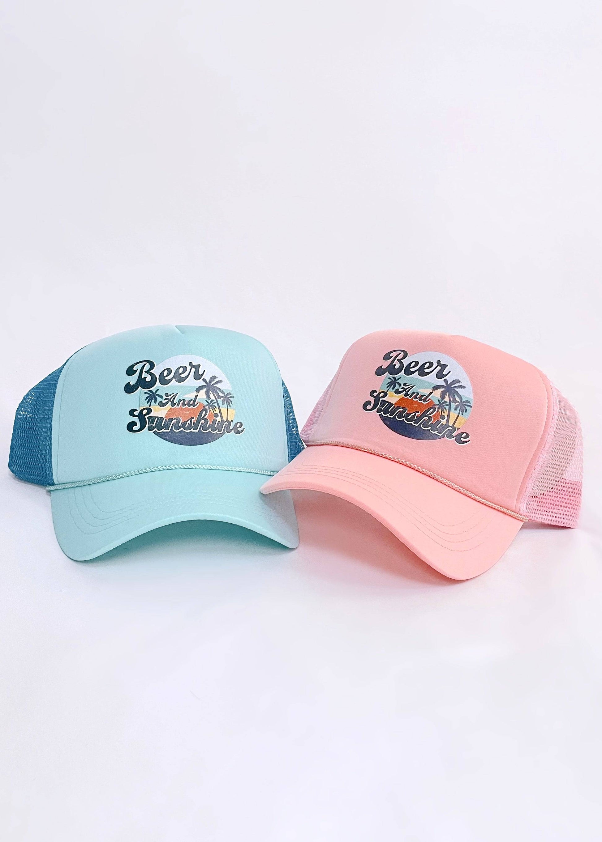 Beer & Sunshine Trucker Hat | Turquoise - CC Boutique