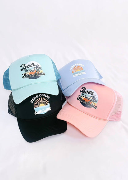 Beer & Sunshine Trucker Hat | Turquoise - CC Boutique