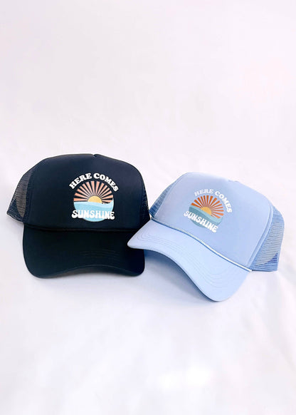 Here Comes Sunshine Trucker Hat | Black - CC Boutique