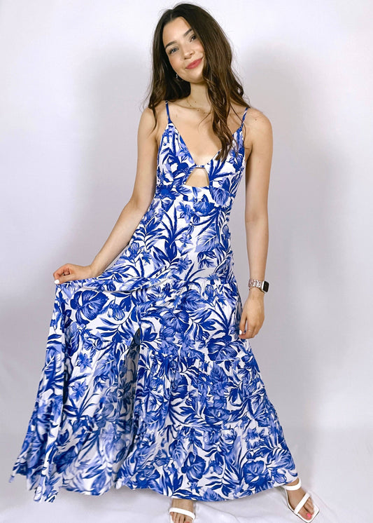 Floral Maxi Dress | Cobalt Blue - CC Boutique
