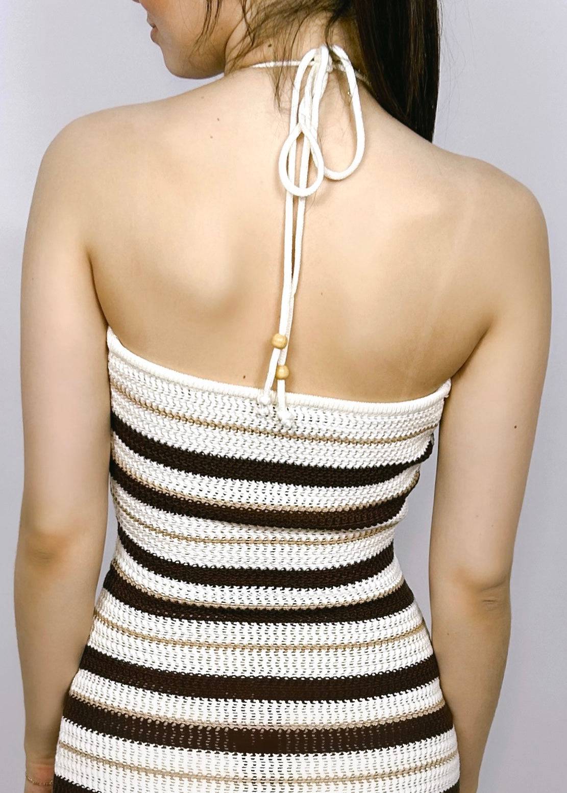 Crochet Halter Midi Dress | Multi Brown - CC Boutique