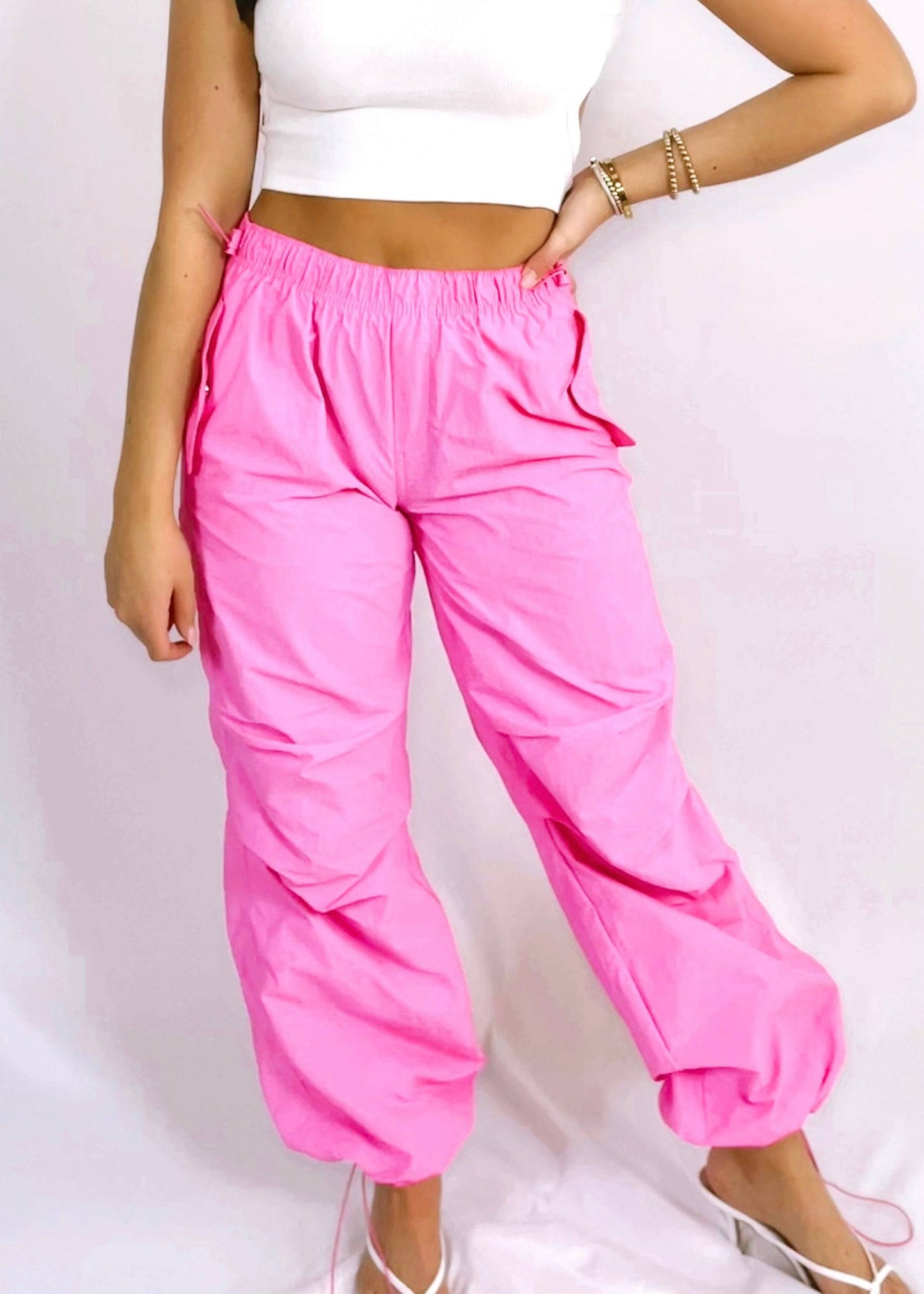 Cargo Parachute Pants | Pink - CC Boutique