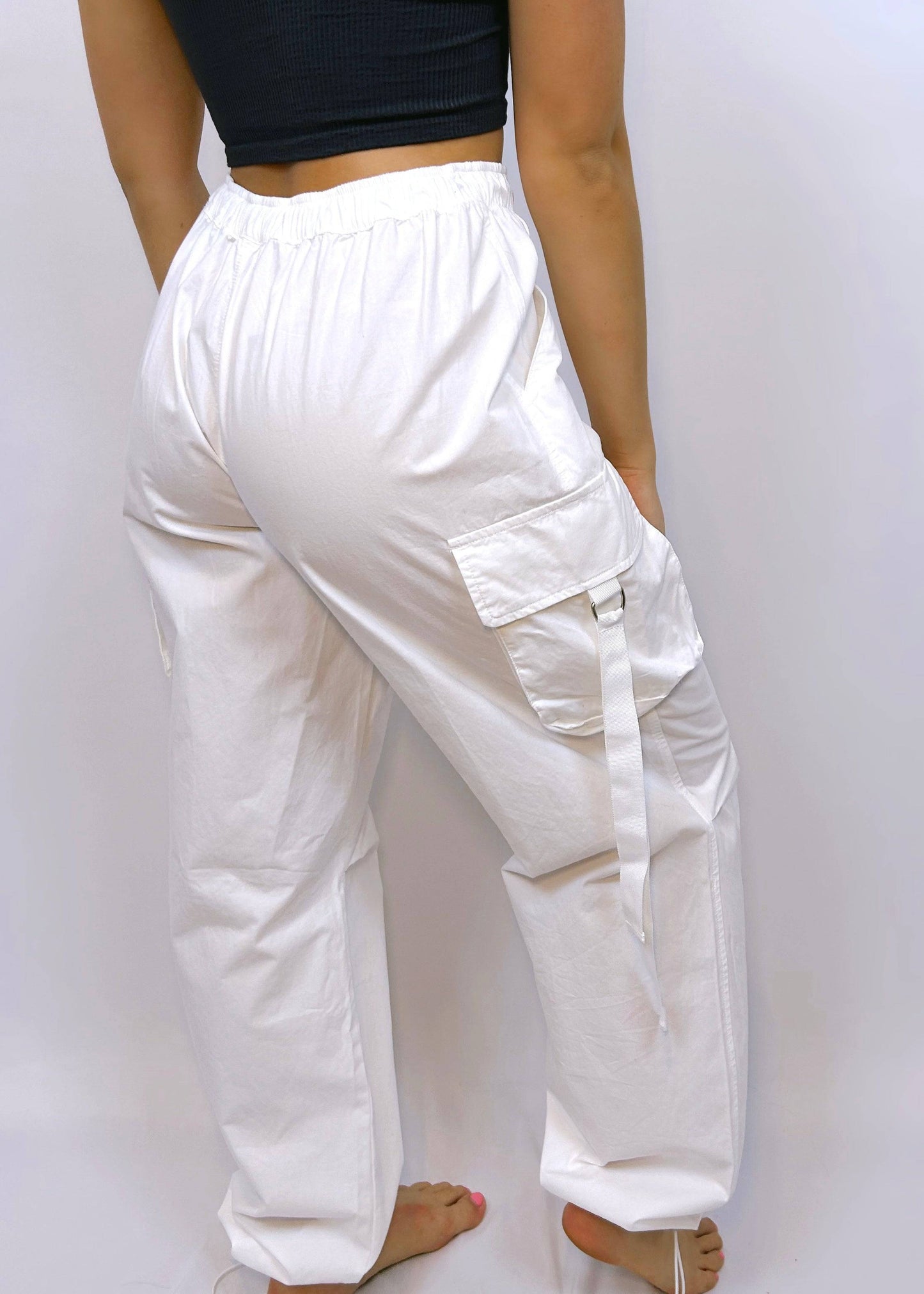 Cargo Parachute Pants | White - CC Boutique
