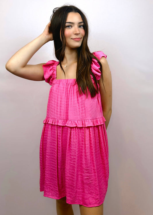 Ruffled Babydoll Dress | Pink - CC Boutique
