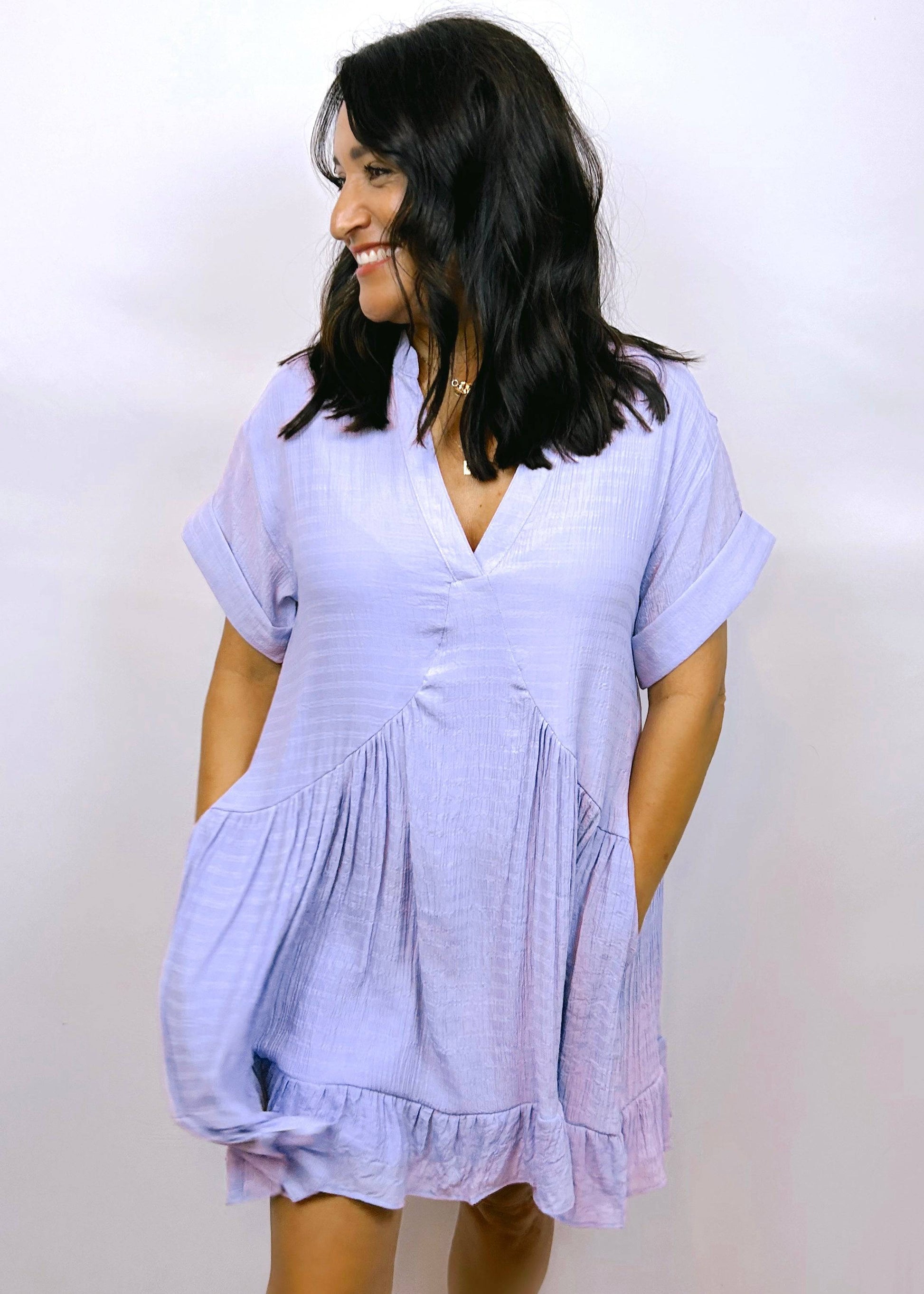 Short Sleeve Dress | Lavender - CC Boutique