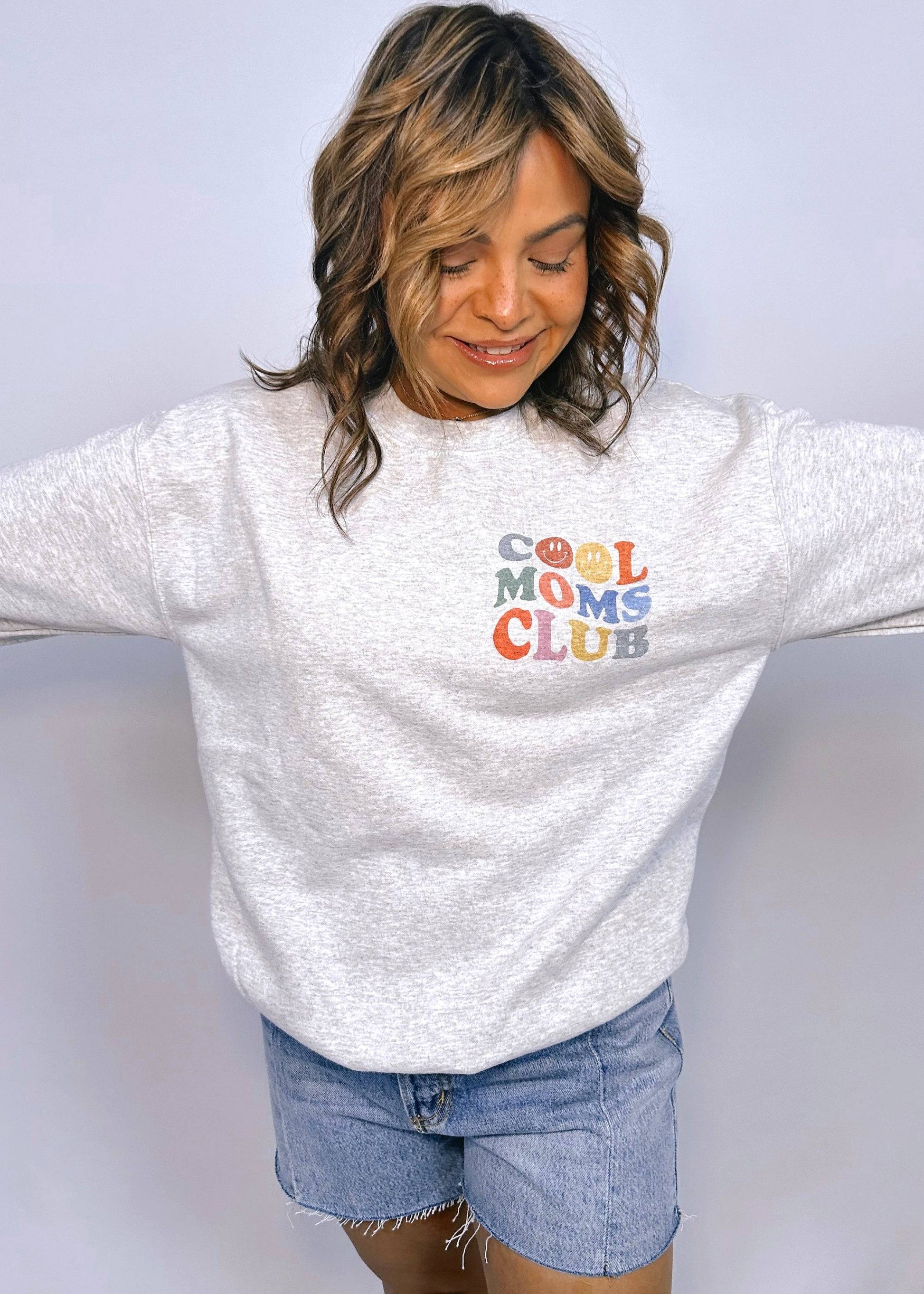 "Cool Moms Club" Crewneck | Ash - CC Boutique