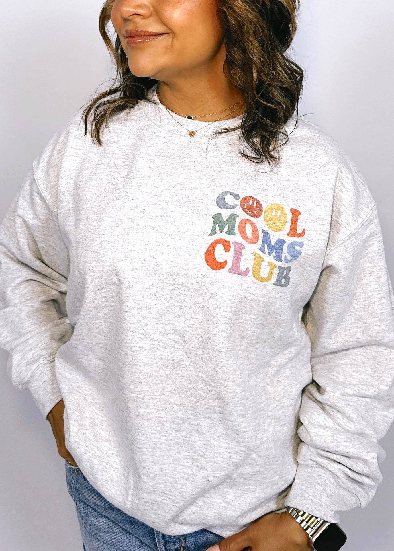"Cool Moms Club" Crewneck | Ash - CC Boutique